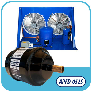 Appli Parts APFD-052S 1/4 in Liquid Line Refrigerant AC Filter Drier hvac Refrigeration 052S ODF Sweat Solder connection universal unidirectional 4-1/2 in long 2 in wide