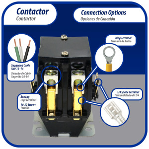 Appli Parts APAC-24024 Contactor 2 Polos 40A 24V Bobina Repuesto para Compresores de CA y Aplicaciones Electricas Certificacion UL E476929 de Trabajo Pesado