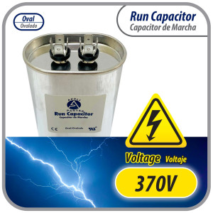 Appli Parts Run Capacitor for ac 45 Mfd uF (microfarads) 370VAC CBB65 Oval Universal fit for hvac and other applications 2-3/4in Wide 1-3/4in Depth 3-1/2in High CON-45-370
