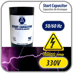 Appli Parts CON-124-330 Capacitor de Arranque 124-149 MFD (microfaradios) uF, 330 VAC. Universal para Motores Electricos, condensador de arranque de 3.7 cm de Diametro, 8.6 cm de Alto