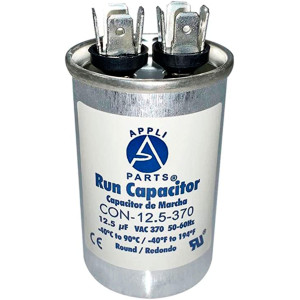 Appli Parts Condensador Capacitor de Marcha 12.5 Mfd uF (microfaradios) 370VAC CBB65 Universal Aire acondicionado y otras aplicaciones Redondo UL E476928 7.6cm Alto 4.1cm Ancho CON-112.5-370-R