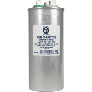 Appli Parts CON-45/10-450 Condensador Capacitor de Marcha 45+10 Mfd uF (microfaradios) 370VAC o 450VAC Universal para Aire acondicionado y otras aplicaciones Redondo UL, 13.7cm Alto 5.4cm Ancho 