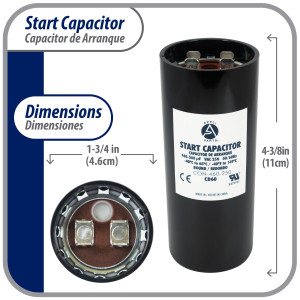 Appli Parts CON-460-250 Capacitor de Arranque 460-560 MFD (microfaradios) uF, 250 VAC. Universal para Motores Electricos, condensador de arranque de 4.6 cm de Diametro, 11 cm de Alto