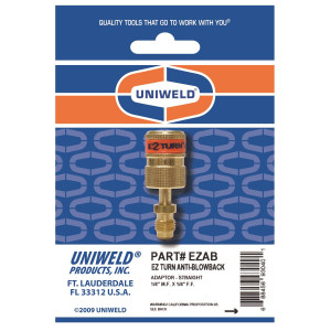 Uniweld EZAB Ez-Turn Anti-Blowback 1/4 in MF X 1/4 in FF Mini Split Ductless Adaptador  R-410a, CFC, HCFC and HFC rated