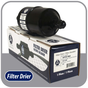 Appli Parts APFD-082 1/4 in Liquid Line Refrigerant AC Filter Drier hvac Refrigeration 082 SAE Flare connection universal unidirectional 6in long 2-1/4 in wide