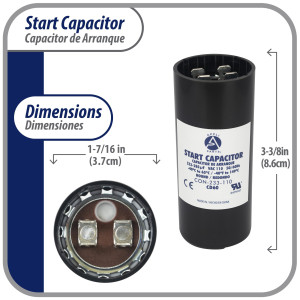 Appli Parts Condensador Capacitor Arranque 233-280 Mfd (microfaradios) uF 110-125 VAC remplazo universal para motores electricos de distintas aplicaciones 3.7cm Diametro 8.6cm Alto CON-233-110
