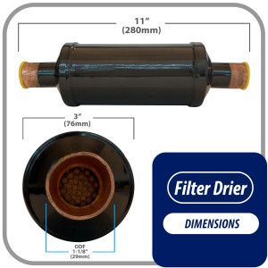 Appli Parts APFD-309S Filtro Secador 1-1/8 pulg para linea Liquido para Sistemas de Refrigeracion y aire acondicionado 309S ODF Soldable Universal Unidireccional 280mm Largo 76mm Ancho Appli Parts APFD-309S Filtro Secador 1-1/8 pulg para linea Liquido para Sistemas de Refrigeracion y aire acondicionado 309S ODF Soldable Universal Unidireccional 280mm Largo 76mm Ancho