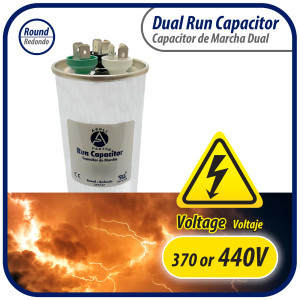 Appli Parts Condensador Capacitor de Marcha 55+5 Mfd uF (microfaradios) 370VAC o 450VAC CBB65 Universal Aire acondicionado y aplicaciones Redondo UL E476928 13cm Alto 5cm Ancho CON-55/5-450