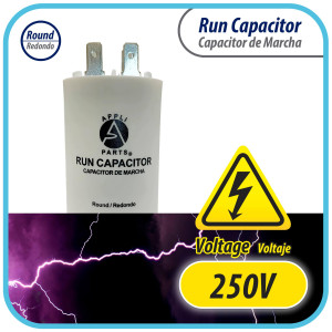Appli Parts Run Capacitor for electric motors 40 Mfd uF (microfarads) 250VAC Plastic Case with terminals CBB60 Round Universal fit water pumps and others 4-1/4 in High 1-3/4 in Wide CON-40-250-P