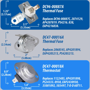 DC47-00019A Appli Parts Kit Resistencia Secadora DC47-00019AKAP  Incluye DC47-00019AAP Resistencia, DC47-00018AAP Termostato, DC96-00887AAP Fusible, DC47-00016AAP Fusible