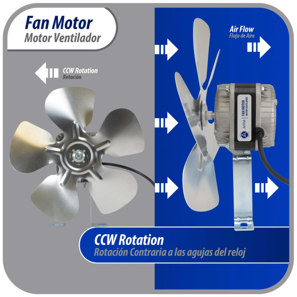 Appli Parts APFM-161E 16W Condenser and Evaporator Fan Motor 115V 60Hz 0.95A, Includes 10in Aluminum Fan Blade and Mounting Base, Universal Replacement for Commercial Refrigeration Units Appli Parts APFM-161E 16W Condenser and Evaporator Fan Motor 115V 60Hz 0.95A, Includes 10in Aluminum Fan Blade and Mounting Base, Universal Replacement for Commercial Refrigeration Units