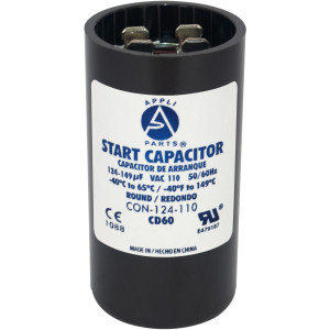 Appli Parts Condensador Capacitor Arranque 124-149 Mfd (microfaradios) uF 110-125 VAC remplazo universal para motores electricos de distintas aplicaciones 3.7cm Diametro 7cm Alto CON-124-110
