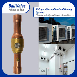 Appli Parts APBV-118 1-1/8 in Shut Off Ball Valve ODF Universal Replacement 610 psi (4.2 Mpa) max pressure -22 F to 248 F work temperature with 1/4 in SAE service port, with 8-1/2 in overall length