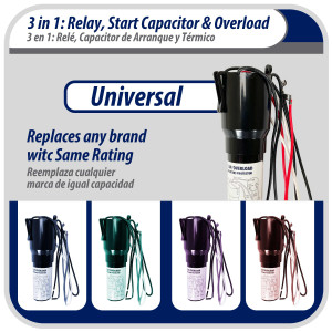 Appli Parts APTO-810 1/12 to 1/5 Hp, 115 V, 3 in 1 Solid State Hard Start Relay, Capacitor and Overload for compressors, replaces RCO-810