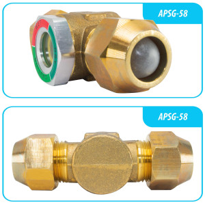 Appli Parts APSG-58 5/8 in Sight Glass and liquid moisture indicator Flare connections with take-apart Body for HVAC/R installations suitable for CFC HCFC HFC refrigerants