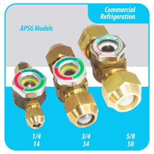 Appli Parts APSG-58 5/8 in Sight Glass and liquid moisture indicator Flare connections with take-apart Body for HVAC/R installations suitable for CFC HCFC HFC refrigerants