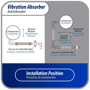 Appli Parts APVE-118 Antivibrador 1-1/8 pulg Soldable Eliminador de Vibracion 33cm Largo 450psi presion maxima de trabajo y 3.265psi presion de rotura