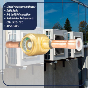 Appli Parts APSG-38AS 3/8 in Sight Glass and liquid moisture indicator Solder connections with Solid Body for HVAC/R installations suitable for CFC HCFC HFC refrigerants