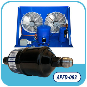 Appli Parts APFD-083 3/8 in Liquid Line Refrigerant AC Filter Drier hvac Refrigeration 083 SAE Flare connection universal unidirectional 6-1/2 in long 2 in wide