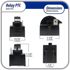 Appli Parts Interruptor de rele para mini nevera de 1 pin 4,7 Ohmnios, 110V, rele de arranque PTC universal, pieza de repuesto para multiples marcas de refrigeradores, enfriadores de vino APSR-4003P