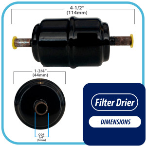 Appli Parts APFD-032S Filtro Secador 1/4 pulg para linea Liquido para Sistemas de Refrigeracion y aire acondicionado 032S ODF Soldable Universal Unidireccional 102mm Largo 25mm Ancho
 Appli Parts APFD-032S Filtro Secador 1/4 pulg para linea Liquido para Sistemas de Refrigeracion y aire acondicionado 032S ODF Soldable Universal Unidireccional 102mm Largo 25mm Ancho