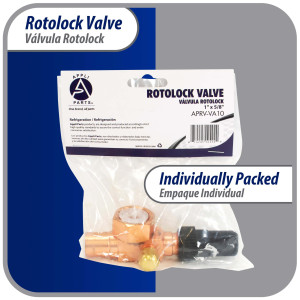 Appli Parts APRV-VA10 Rotolock Valve V10 1 in x 5/8 in ODF solder connection Universal replacement valve will work for refrigeration and air conditioning systems