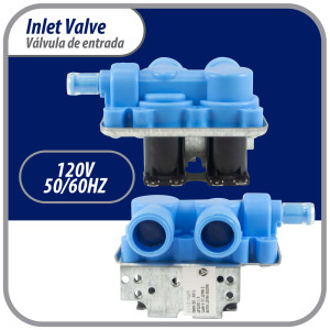 WH13X81 Appli Parts inlet water valve for washing machine 2 x 3/4 NPT Inlet 1 x 1/2 Outlet 110-120V 50/60Hz Universal replacement for General Electric and other brands APIV-2111