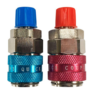 Appli Parts APQC-134K Quick Coupler Kit R-134a Adapters for automotive Air Conditioning Charge includes 1/4 in Hi and Low Straight professional grade pressure connections  Appli Parts APQC-134K Quick Coupler Kit R-134a Adapters for automotive Air Conditioning Charge includes 1/4 in Hi and Low Straight professional grade pressure connections