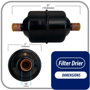 Appli Parts APFD-165S Filtro Secador 5/8 pulg para linea Liquido para Sistemas de Refrigeracion y aire acondicionado 165S ODF Soldable Universal Unidireccional 178mm Largo 76mm Ancho Appli Parts APFD-165S Filtro Secador 5/8 pulg para linea Liquido para Sistemas de Refrigeracion y aire acondicionado 165S ODF Soldable Universal Unidireccional 178mm Largo 76mm Ancho