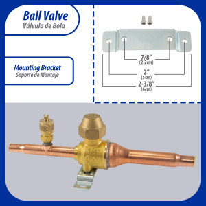Appli Parts APBV-014 1/4 in Shut Off Ball Valve ODF Universal Replacement 610 psi (4.2 Mpa) max pressure -22 F to 248 F work temperature with 1/4 in SAE service port, with 6-1/2 in overall length