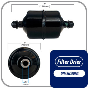 Appli Parts APFD-163 3/8 in Liquid Line Refrigerant AC Filter Drier hvac Refrigeration 163 SAE Flare connection universal unidirectional 7in long 3in wide Appli Parts APFD-163 3/8 in Liquid Line Refrigerant AC Filter Drier hvac Refrigeration 163 SAE Flare connection universal unidirectional 7in long 3in wide
