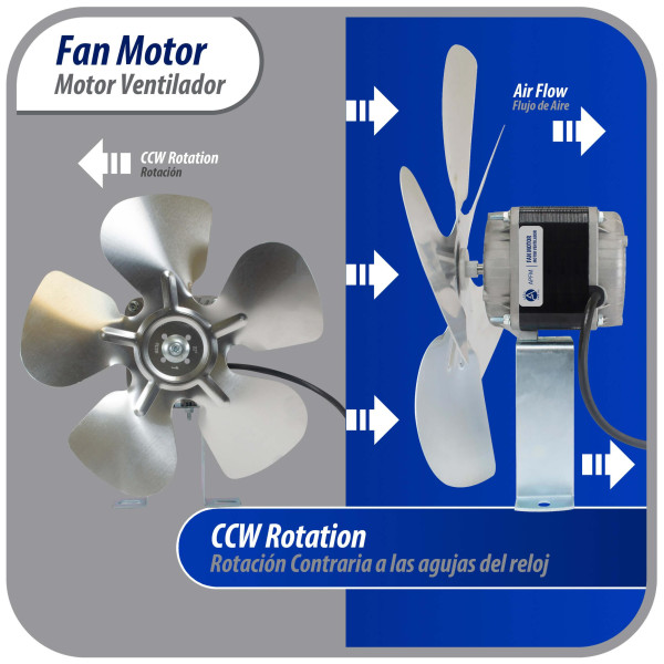 Appli Parts APFM-252E 25W Condenser and Evaporator Fan Motor 220V 60Hz 1.0A, Includes 12in Aluminum Fan Blade and Mounting Base, Universal Replacement for Commercial Refrigeration Units Appli Parts APFM-252E 25W Condenser and Evaporator Fan Motor 220V 60Hz 1.0A, Includes 12in Aluminum Fan Blade and Mounting Base, Universal Replacement for Commercial Refrigeration Units