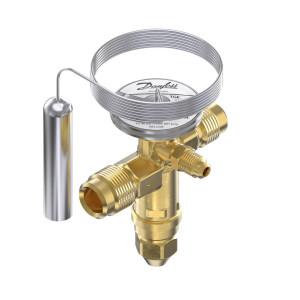 Danfoss 067N7155 2.5TR Valvula de Expansion Termostatica, TGE, R134a,R513A, 3/8x1/2 pulg Flare, 1/4 pulg Ecualizacion Externa, Bi-flow, -40 a 10 C