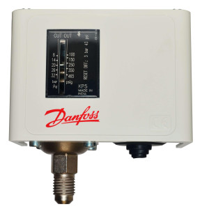 Danfoss 060-117391 High Pressure Switch KP5 with Manual Max Reset, 43 psi Differential SPDT with 1/4 Flare Male Pressure Connection 060-117366