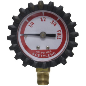 Uniweld Acetylene Replacement Contents Gauge1-1/2-Inch 400 PSI with Protective Rubber Boots G19D
