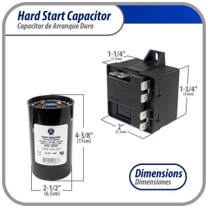 Appli Parts APHS-3 4 to 5 TON Hard Start kit 208-265 V, 1 Ph for air conditioner includes Capacitor 270-324mfd 330V and Potential Relay for Air Conditioner scroll and reciprocating compressors