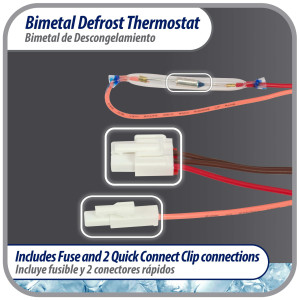 Appli Parts APBT-S4008FP Bimetal Thermostat Asian Type 3 Wire Open 46F and Close 25 F, brown and brown wires, Fuse 158 F, 2plugs, Reference BIM-4008 / Thermodisc