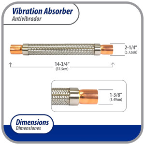 Appli Parts APVE-138 Antivibrador 1-3/8 pulg Soldable Eliminador de Vibracion 37cm Largo 500psi presion maxima de trabajo y 3.265psi presion de rotura Appli Parts APVE-138 Antivibrador 1-3/8 pulg Soldable Eliminador de Vibracion 37cm Largo 500psi presion maxima de trabajo y 3.265psi presion de rotura