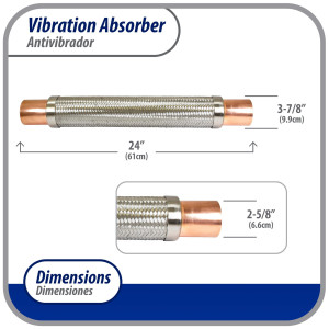 Appli Parts APVE-258 Antivibrador 2-5/8 pulg Soldable Eliminador de Vibracion 61cm Largo 300psi presion maxima de trabajo y 3.265psi presion de rotura Appli Parts APVE-258 Antivibrador 2-5/8 pulg Soldable Eliminador de Vibracion 61cm Largo 300psi presion maxima de trabajo y 3.265psi presion de rotura