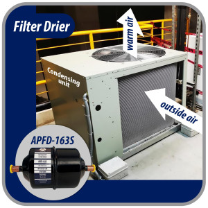 Appli Parts APFD-163S 3/8 in Liquid Line Refrigerant AC Filter Drier hvac Refrigeration 163S ODF Sweat Solder connection universal unidirectional 7in long 3in wide