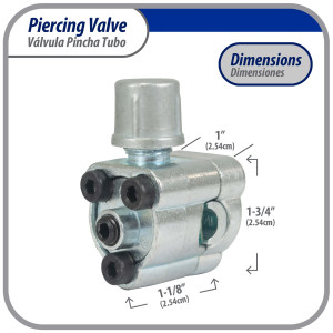 Appli Parts APT-PV210 1/4, 5/16, 3/8 in Bullet Piercing Valve kit with tube size adapters and gasket for small refrigeration systems with 1/4 in SAE Service Port