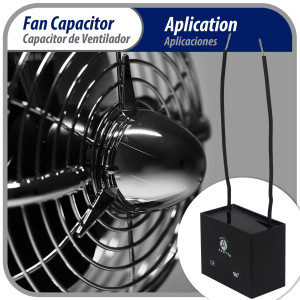 Appli Parts CAP-2.5-250-2C Condensador Capacitor de ventilador 2.5 mfd (microfaradios) uf 250VAC con 2 cables compatible con cualquier marca de igual capacitancia 3.7cm Ancho 1.5cm Prof. 2.6cm Alto