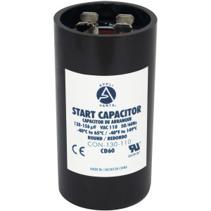 Appli Parts Condensador Capacitor Arranque 130-156 Mfd (microfaradios) uF 110-125 VAC remplazo universal para motores electricos de distintas aplicaciones 3.7cm Diametro 7cm Alto CON-130-110
