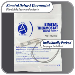 Appli Parts APBT-S2013 Bimetal Thermostat Asian Type 2 Wire Open 55 F and Close 32 F, with brown and black wires, Reference BIM-2013 / Thermodisc