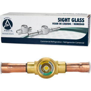 Appli Parts APSG-12AS 1/2 in Sight Glass and liquid moisture indicator Solder connections with Solid Body for HVAC/R installations suitable for CFC HCFC HFC refrigerants