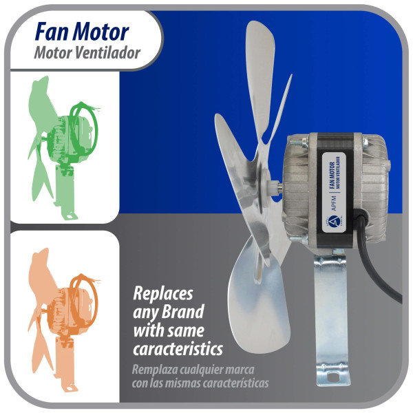 Appli Parts APFM-162E 16W Condenser and Evaporator Fan Motor 220V 60Hz 0.5A, Includes 10in Aluminum Fan Blade and Mounting Base, Universal Replacement for Commercial Refrigeration Units Appli Parts APFM-162E 16W Condenser and Evaporator Fan Motor 220V 60Hz 0.5A, Includes 10in Aluminum Fan Blade and Mounting Base, Universal Replacement for Commercial Refrigeration Units