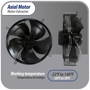 Appli Parts AXF-350 13-3/4 in Axial Fan Motor Guard Mounted Fan Blade 220 V, 1 Ph, 50-60 Hz, 180 W, 1550 rpm, Universal replacement for Cold Room Evaporators, Condensing Units, Work Temp -22F to 140F