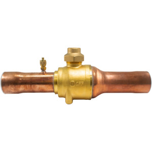 Appli Parts APBV-158 1-5/8 in Shut Off Ball Valve ODF Universal Replacement 610 psi (4.2 Mpa) max pressure -22 F to 248 F work temperature with 1/4 in SAE service port, with 11-1/3 in overall length