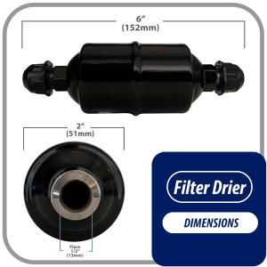 Appli Parts APFD-084 1/2 in Liquid Line Refrigerant AC Filter Drier hvac Refrigeration 084 SAE Flare connection universal unidirectional 6in long 2 in wide Appli Parts APFD-084 1/2 in Liquid Line Refrigerant AC Filter Drier hvac Refrigeration 084 SAE Flare connection universal unidirectional 6in long 2 in wide