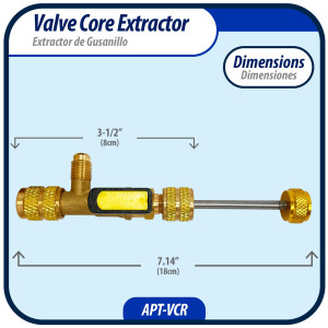Appli Parts APT-VCR Valve Core Extractor Remover Tool with 1/4 to 5/16 in port adaptor Appli Parts APT-VCR Valve Core Extractor Remover Tool with 1/4 to 5/16 in port adaptor